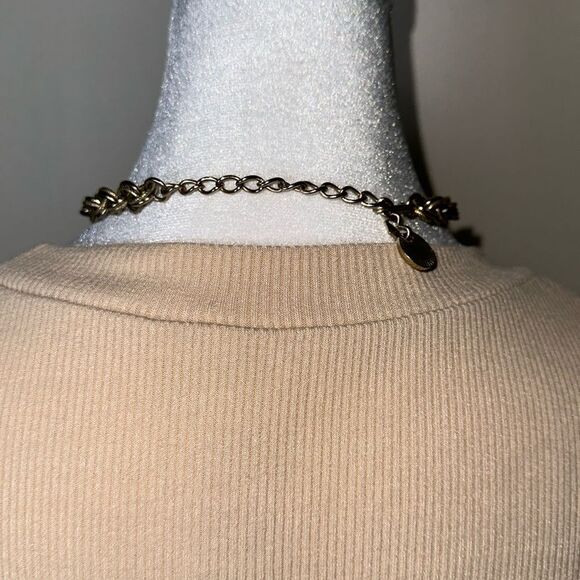 Lisner 1960s Vintage Gold Tone Chunky Chain Monogram Medallion Pendant Necklace - Picture 3 of 9